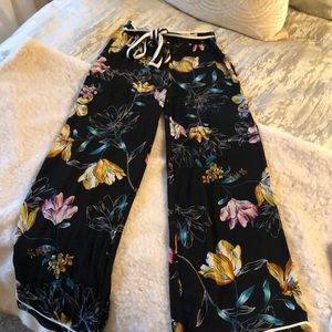 Wide leg black floral pants